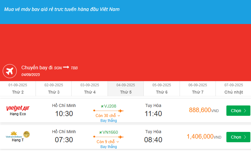 Hồ Chí Minh - Tuy Hòa  04/09/2025