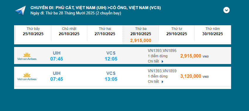 Phù Cát (UIH) - Cỏ Ống (VCS) 28/10/2025