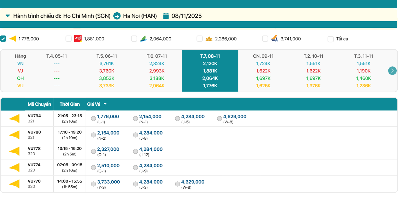 Ho Chi Minh - Ha Noi 08/11:
