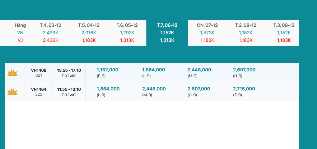 Ho Chi Minh - Chu Lai 06/12/2025:
