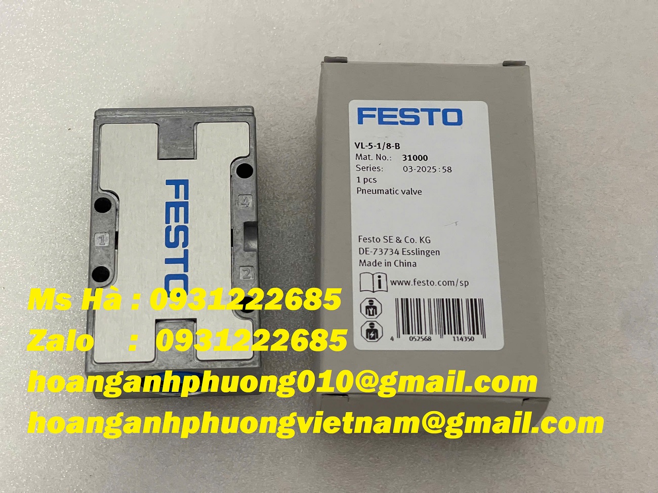 Van điện từ nhập giá tốt toàn quốc dòng VL-5-1/8-B Festo
