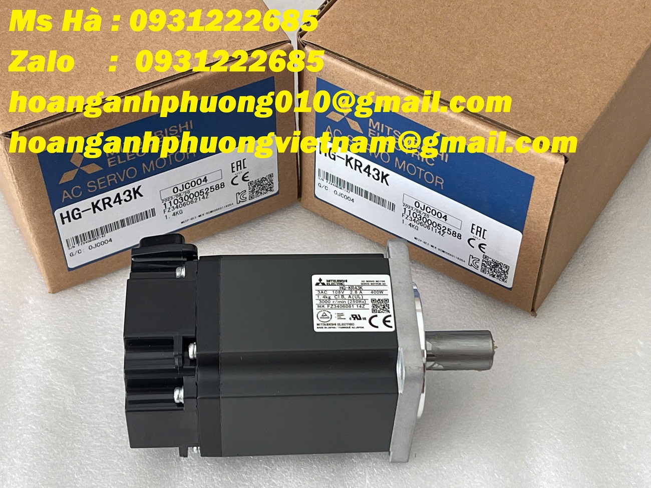 Bộ motor trục có key HG-KR43K mitsubishi nhập mới